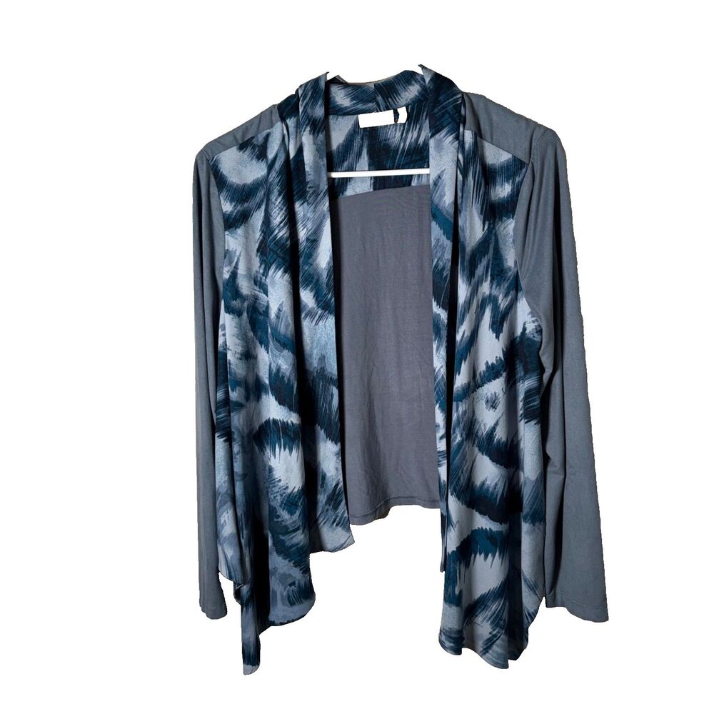Logo Lori Goldstein Cardigan Sweater Women's Small Blue Gray Open Layered